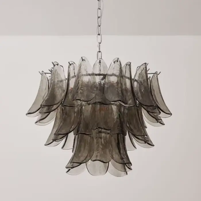 Lustre en verre de Murano fait à la main, gris fumé, Design artistique, lampes suspendues pour chamb