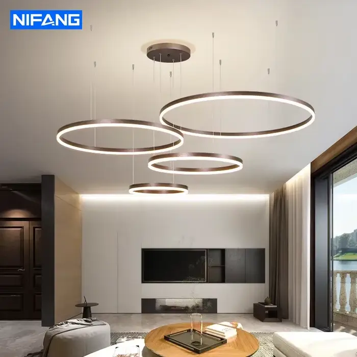 Plafonnier circulaire avec anneau LED moderne, luminaire décoratif de plafond, idéal pour un salon,