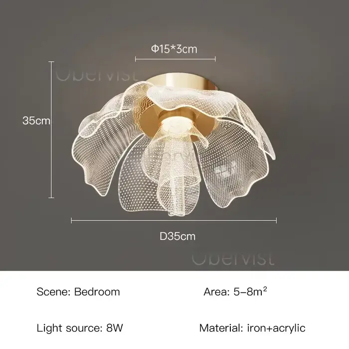 Plafonnier LED simple et luxueux, design floral, lampe en acrylique, éclairage d'intérieur pour bure