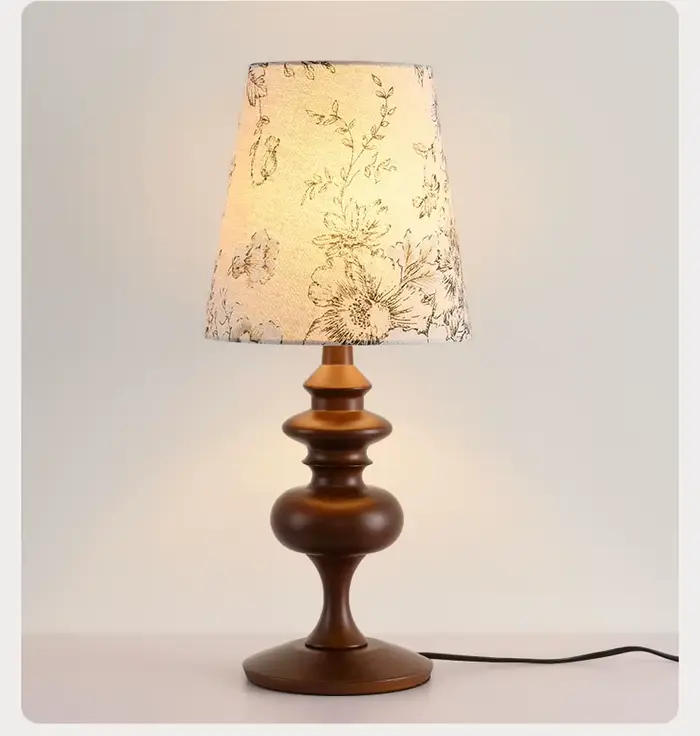 Lampe de chevet de chambre à coucher de Style médiéval français, rétro américain en noyer Wabi Sabi,