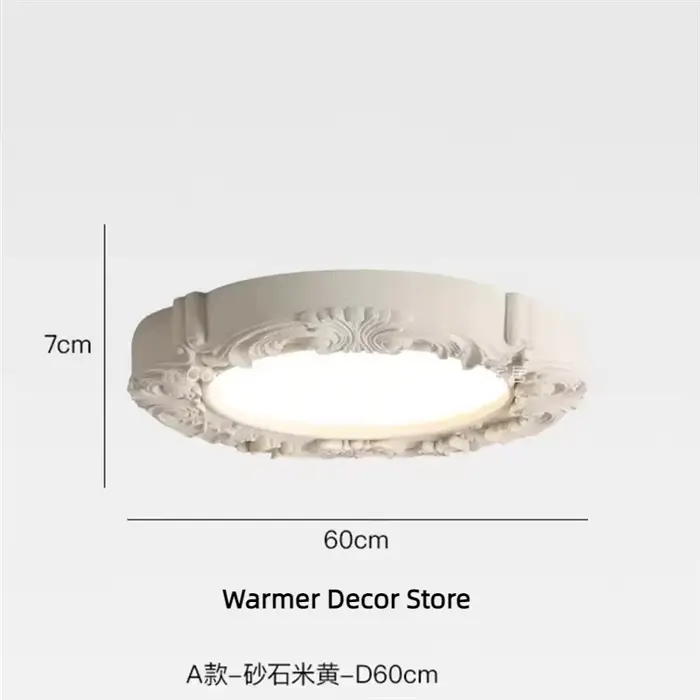Lustre artistique en plâtre sculpté rétro blanc gypse rond suspension chambre salon milieu du siècle