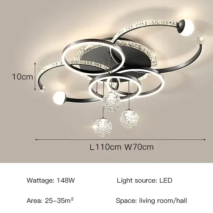 Plafonnier LED moderne de luxe, design créatif en acrylique, lumière décorative pour salon, chambre