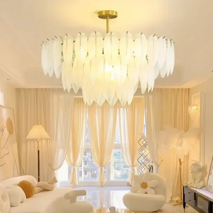 Lustres en cristal de luxe modernes pour la décoration intérieure, lustre en verre français doré, la