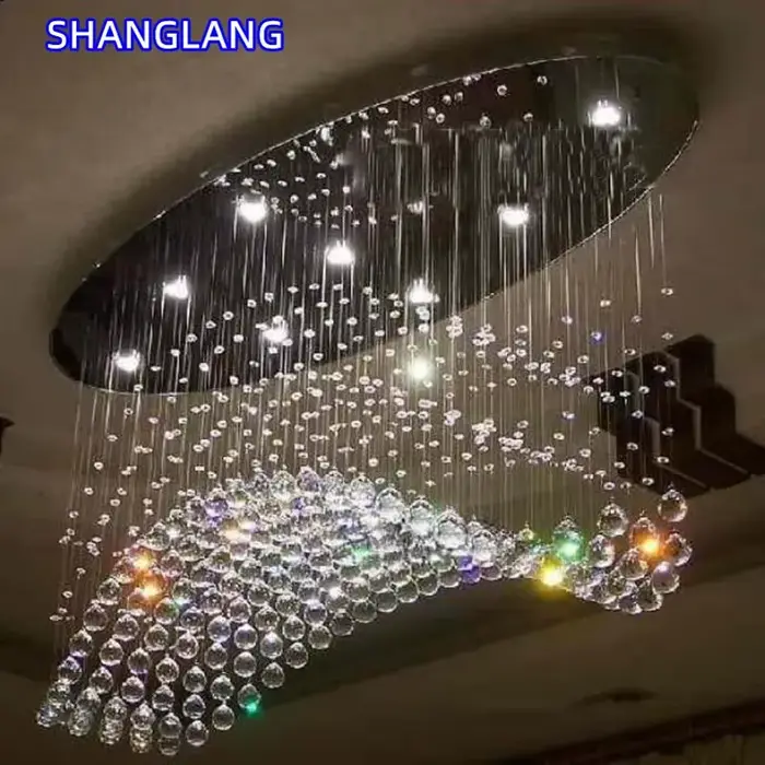 Lustre en cristal moderne, éclairage contemporain, nouveau luminaire courbé à montage encastré pour