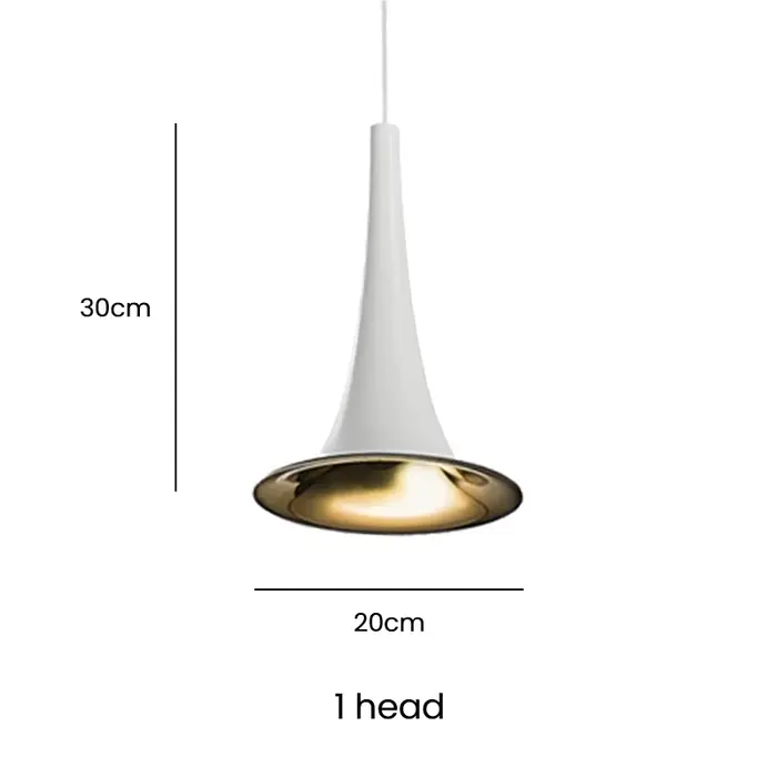 Lampe suspendue dorée et blanche au design nordique, design minimaliste, luminaire décoratif d'intér