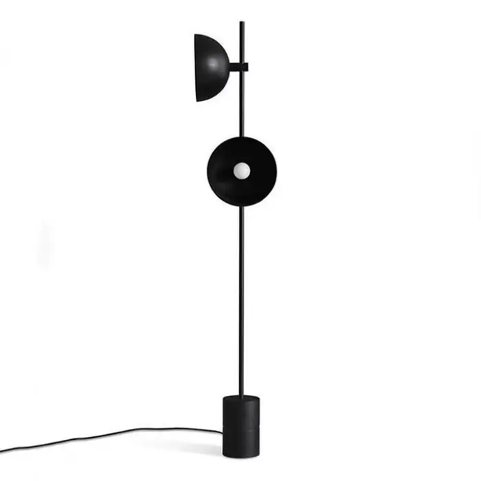 Bilde-Lampadaire Nordique Double Lumière, Lampadaire Noir, Design Simple, Bureau, Maison, Salon, Par