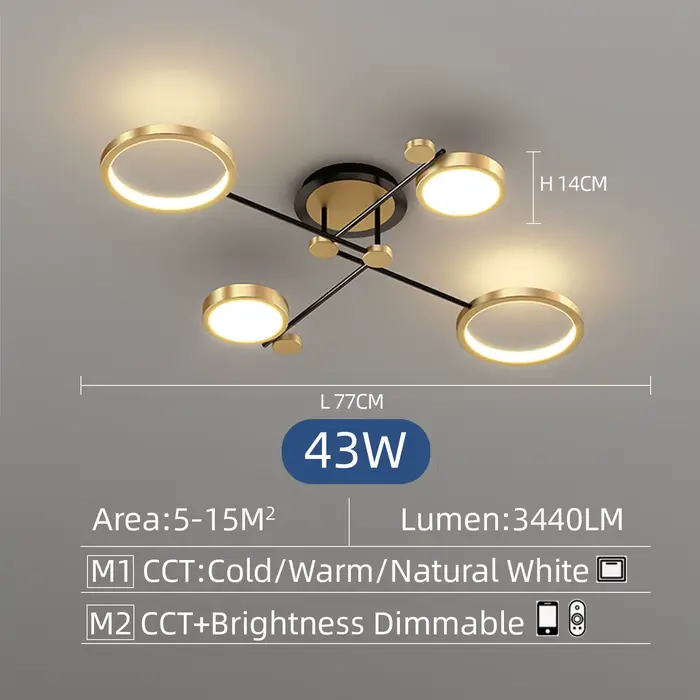 Nouveau lustre LED moderne éclairage pour salon chambre or plafond suspension lampe luminaire intéri
