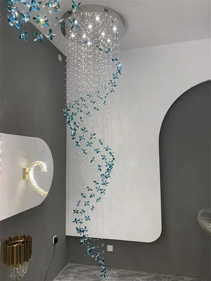 Plafonnier suspendu en cristal au design moderne en spirale, éclairage d'intérieur, luminaire décora