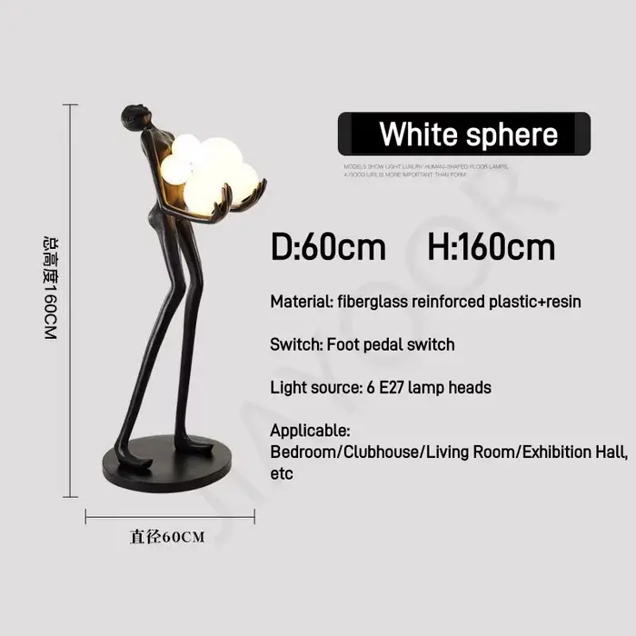 Lampadaire humanoïde nordique, sculpture design, décoration de hall d'exposition, lampe de salon, la