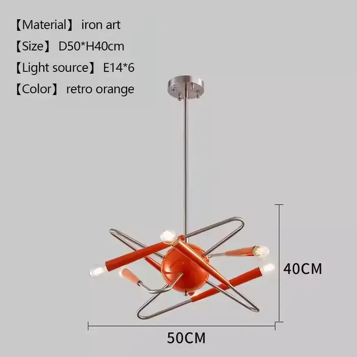 Plafonnier LED Sputnik Orange au Design Artistique, Éclairage d'Nik, Luminaire Décoratif de Plafond,
