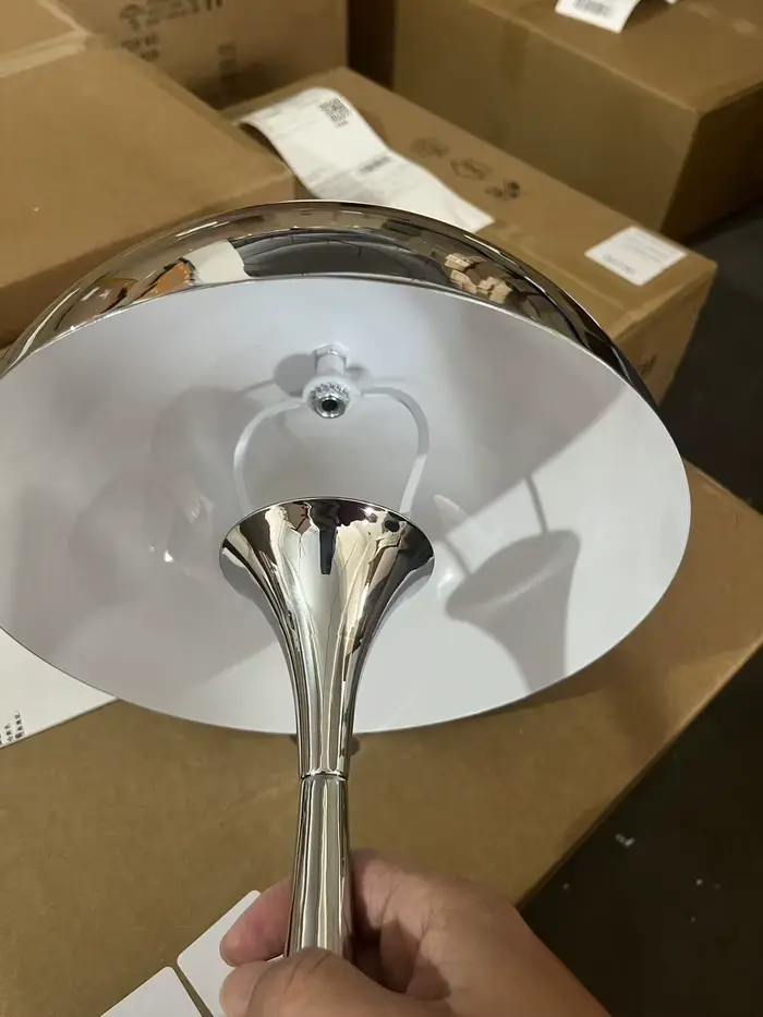 Lampe de table en forme de champignon, lampe de bureau chromée avec ampoule E27 pour chambre à couch