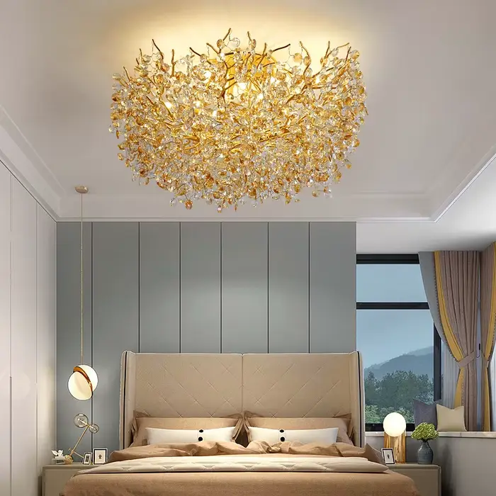 Lustre de plafond en cristal moderne éclairage Lustres luxe or salon salle à manger cuisine chambre