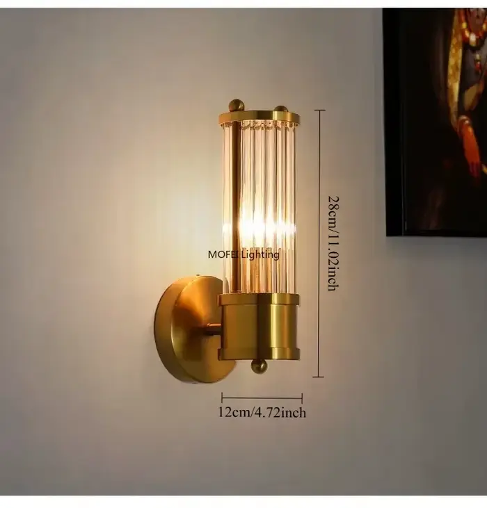 Applique murale LED en laiton et cristal de luxe nordique, luminaire moderne pour chambre, salon, sa