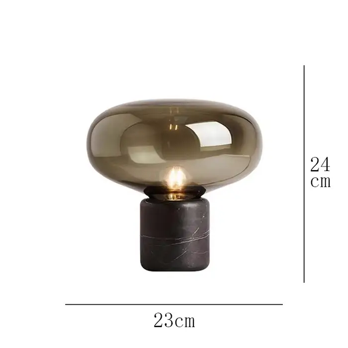 Lampe de table en marbre de luxe moderne fumée gris verre lampe de bureau design minimaliste postmod
