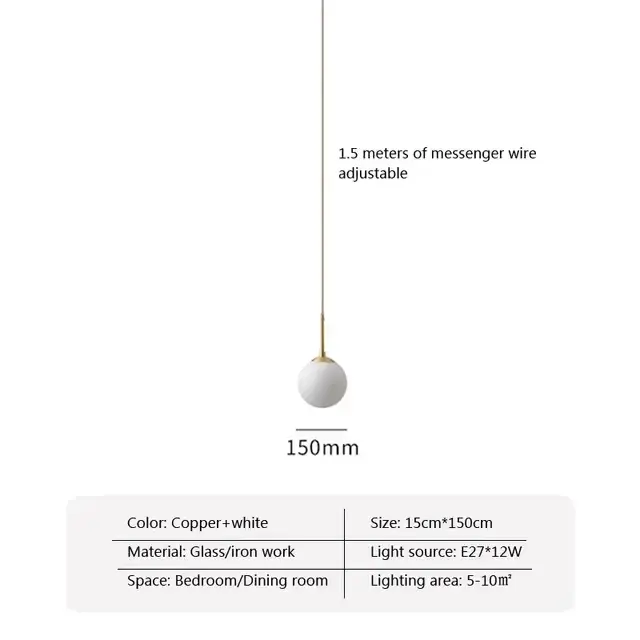 Moderne LED verre suspension en laiton noir boule de lait Lustres éclairage pour chambre à manger es