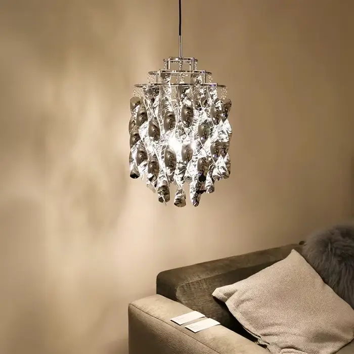 Lustre suspendu en spirale en chrome et acrylique de luxe pour table de cuisine, escaliers, lustres