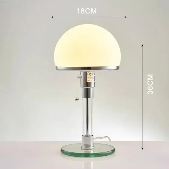 Lampe Bauhaus blanche, lampe de table, design danois, style nordique, lampe de chevet simple en verr