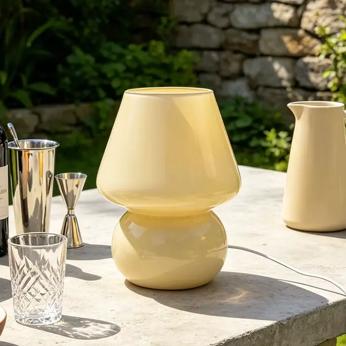 Lampe de table en verre de Murano, moderne, simple, texturée, en forme de champignon, lampe de cheve