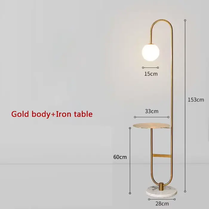 Lampadaire LED nordique moderne en marbre doré, Table ronde sur pied, Design Art déco, pour salon, c