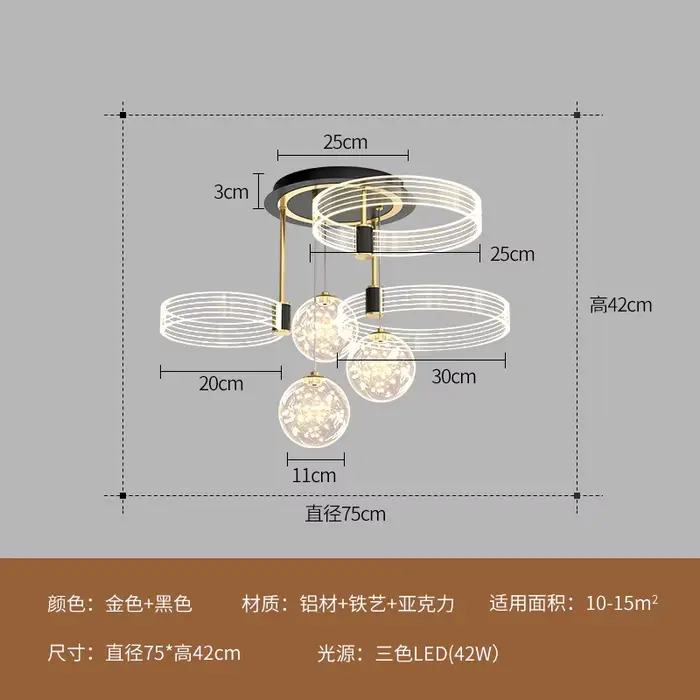 Plafonnier led de style nordique moderne et minimaliste, design étoilé, éclairage d'intérieur, lumin