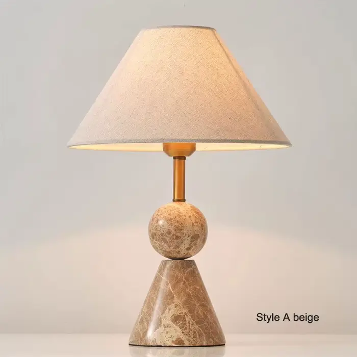 Lampe de bureau en marbre avec couvercle grill, lampe de chevet américaine, design simple et haut de