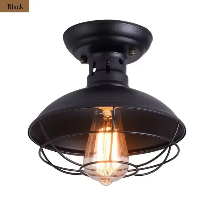 Luminaire de plafond industriel rétro américain en fer pour hall d'entrée, couloir, chambre à couche