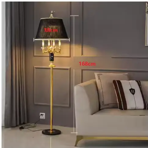 Lampadaire européen lampe de luxe haut de gamme rétro Villa salon chambre décoration noir cristal la