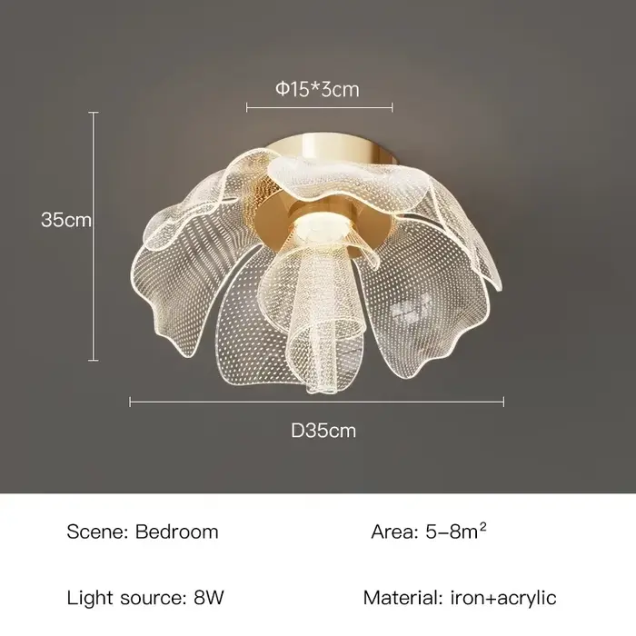 Plafonnier LED simple et luxueux, design floral, lampe en acrylique, éclairage d'étude, chambre à co