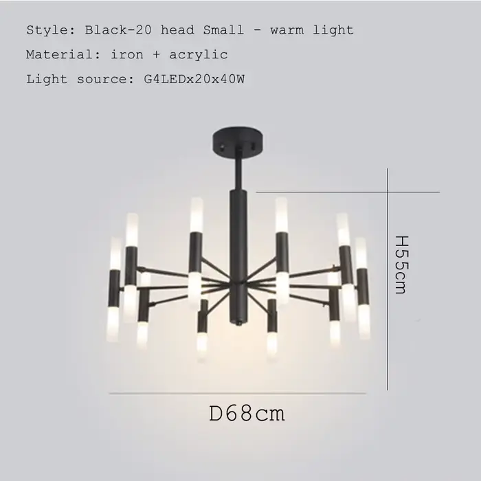 Lustre tube moderne mode noir or lumière lustre design Art déco pour salon sputnik lustre cuisine Lo