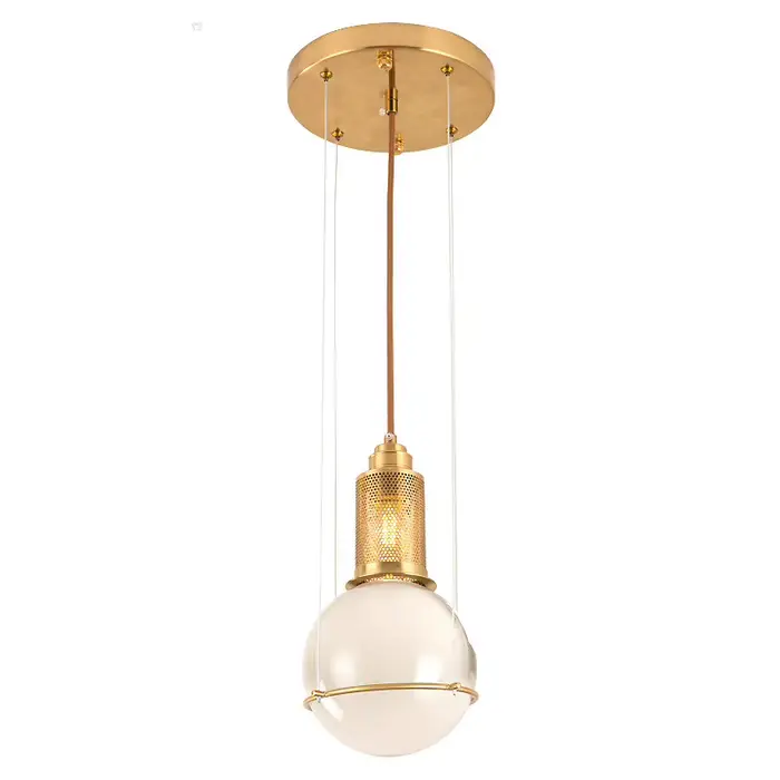 Suspension boule de verre post-moderne, designer nordique, lampe en laiton, restaurant, salle à mang