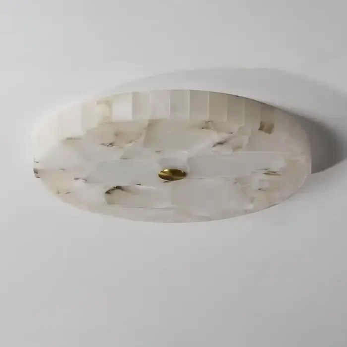 Plafonnier LED rond en marbre espagnol, moderne, tout en cuivre, Style chinois, luminaire décoratif
