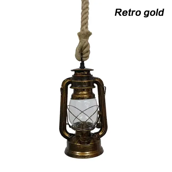 Lanterne Suspendue en Corde de Chanvre Style Rétro, Luminaire Décoratif d'Nik, Style Industriel Vint