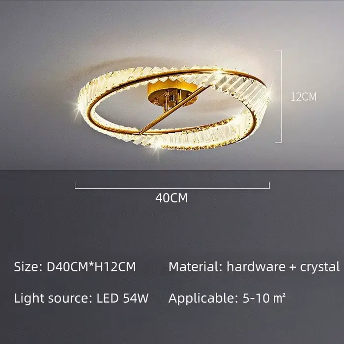 Plafonnier LED en cristal de luxe, luminaire décoratif d'intérieur, idéal pour une chambre à coucher