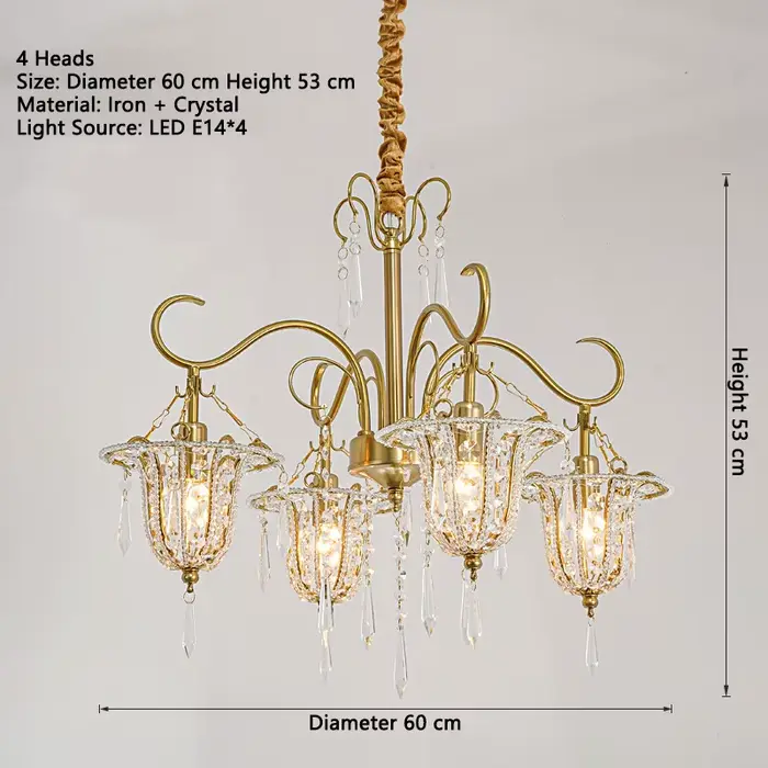 Lustre en cristal de style français pour salon et salle à manger, lampe créative luxueuse et élégant