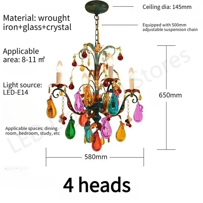 Lustre en verre artistique coloré de Murano, style rétro de luxe, luminaire suspendu pour salon, sal