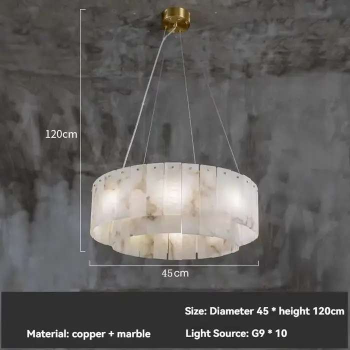 Lampe suspendue en cuivre massif et marbre, design français, luxe, pour salon, salle à manger, chamb