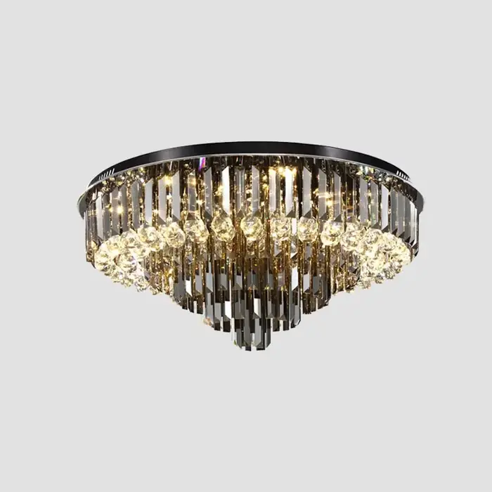 Lustre de plafond en cristal Led pour salon moderne créatif décor à la maison lampe ronde de luxe no