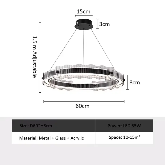 Lustre noir moderne nordique minimaliste rond verre suspension salon chambre salle à manger cuisine