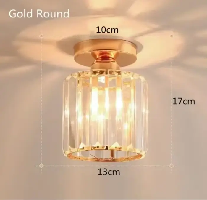 Plafonnier semi-encastré moderne à 3 lumières, verre cristal doré près du plafond, luminaire pour cu